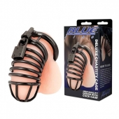 Черная металлическая клетка с замком Deluxe Chastity Cage - BlueLine - купить с доставкой в Салавате