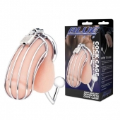 Серебристая металлическая клетка с анальным стимулятором Cock Cage - BlueLine - купить с доставкой в Салавате