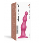 Розовая насадка Strap-On-Me Dildo Plug Beads size L - Strap-on-me - купить с доставкой в Салавате
