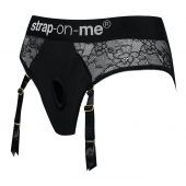 Черные трусики для насадок Diva Lingerie Harness - size L - Strap-on-me - купить с доставкой в Салавате