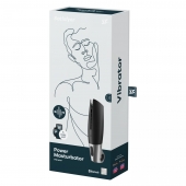 Черный мастурбатор с вибрацией Power Masturbator - Satisfyer - в Салавате купить с доставкой