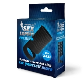 Черная открытая насадка на пенис с кольцом для мошонки XXXL-size - 9,9 см. - Sex Expert - в Салавате купить с доставкой