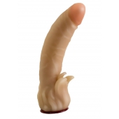 Телесная гелевая насадка-фаллос с клиторальными лепестками - 18,5 см. - LOVETOY (А-Полимер) - купить с доставкой в Салавате