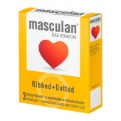 Презервативы с колечками и пупырышками Masculan Ribbed+Dotted - 3 шт. - Masculan - купить с доставкой в Салавате