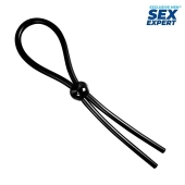 Черное силиконовое лассо с шариком для утяжки - Sex Expert - в Салавате купить с доставкой