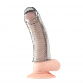 Текстурированная насадка на пенис Clear Textured Penis Enhancing Sleeve Extension - 16,5 см. - BlueLine - в Салавате купить с доставкой