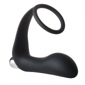 Черное эрекционное кольцо с вибропробкой Vibrating Anal Plug With Cockring - Dream Toys - в Салавате купить с доставкой