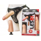 Телесный страпон Harness LESBI с вагинальной пробкой - 16,5 см. - LOVETOY (А-Полимер) - купить с доставкой в Салавате