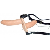 Телесный женский страпон с вагинальной пробкой Strap-On Duo - 15 см. - Orion - купить с доставкой в Салавате