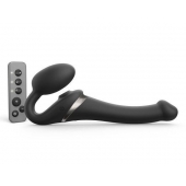 Черный безремневой страпон Multi Orgasm Size S с клиторальной стимуляцией - Strap-on-me - купить с доставкой в Салавате