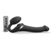 Черный безремневой страпон Multi Orgasm Size M с клиторальной стимуляцией - Strap-on-me - купить с доставкой в Салавате