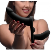 Черный вибрострапон Double Take 10X Double Penetration Vibrating Strap-on Harness - XR Brands - купить с доставкой в Салавате