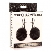 Зажимы для сосков с черным помпонами Pom Pom Nipple Clamps - XR Brands - купить с доставкой в Салавате