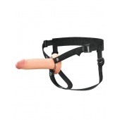 Телесный полый страпон на черных ремнях Hollow Silicone Strap-on - 17,8 см. - Pipedream - купить с доставкой в Салавате