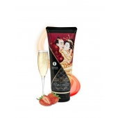 Массажный крем для тела с ароматом клубники и шампанского Sparkling Strawberry Wine - 200 мл. - Shunga - купить с доставкой в Салавате
