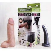 Страпон-унисекс с двумя насадками UNI strap 7  Harness - 19 и 16 см. - LOVETOY (А-Полимер) - купить с доставкой в Салавате