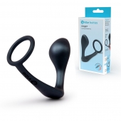 Черное эрекционное кольцо со стимулятором простаты Ringer Cock Ring   Plug - b-Vibe - в Салавате купить с доставкой