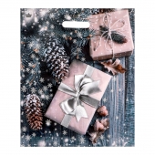 Новогодний пакет с принтом в виде подарков и вырубной ручкой (45х38 см) - Сима-Ленд - купить с доставкой в Салавате