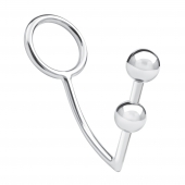 Кольцо на пенис с анальным стимулятором Two Bead Stainless Steel Anal Hook   Cock Ring - BlueLine - в Салавате купить с доставкой