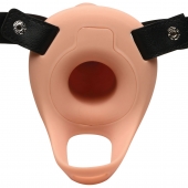 Телесный полый страпон 2  Erection 28X Smooth Vibrating Silicone Penis Sheath - 16 см. - XR Brands - купить с доставкой в Салавате