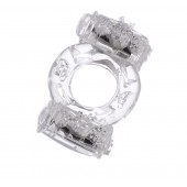 Прозрачное виброкольцо с двумя вибропульками - Toyfa Basic - в Салавате купить с доставкой