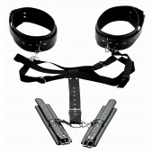 Черная бондажная система Acquire Easy Access Thigh Harness with Wrist Cuffs - XR Brands - купить с доставкой в Салавате