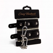Черные скругленные наручники с мягкой бежевой подкладкой - Crazy Handmade - купить с доставкой в Салавате
