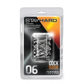 Прозрачная насадка с объёмными чёрточками STAY HARD COCK SLEEVE 06 CLEAR - Blush Novelties - в Салавате купить с доставкой