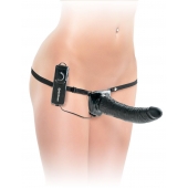 Черный страпон с вагинальной пробкой Deluxe Vibrating Penetrix Strap-On - 19 см. - Pipedream - купить с доставкой в Салавате
