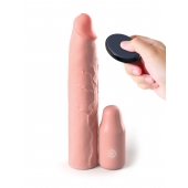 Телесная вибронасадка на член 3  Vibrating Mega X-tension with Remote - 22,9 см. - Pipedream - в Салавате купить с доставкой