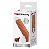 Телесная насадка на пенис с ребрышками и подхватом мошонки - Baile - в Салавате купить с доставкой