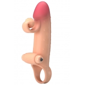 Телесная вибронасадка на пенис с подхватом мошонки - 20 см. - Baile - в Салавате купить с доставкой