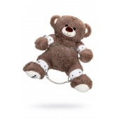 Бондажный набор: бурый мишка с белыми оковами и наручниками - Pecado - купить с доставкой в Салавате