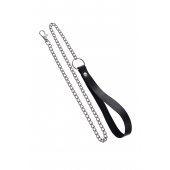 Поводок с ручкой из черной натуральной кожи и карабином для ошейника - Pecado - купить с доставкой в Салавате