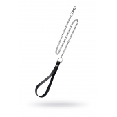 Поводок с ручкой из черной натуральной кожи и карабином для ошейника - Pecado - купить с доставкой в Салавате