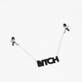 Зажимы на соски с кожаной подвеской Bitch - Crazy Handmade - купить с доставкой в Салавате