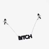 Зажимы на соски с кожаной подвеской Bitch - Crazy Handmade - купить с доставкой в Салавате