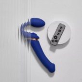 Синий безремневой страпон Multi Orgasm Bendable Strap-On size XL с клиторальной стимуляцией - Strap-on-me - купить с доставкой в Салавате