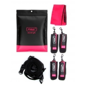 Черно-розовый эротический набор: фиксатор, оковы, наручники, повязка - Erokay - купить с доставкой в Салавате