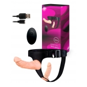 Женский страпон с 2 насадками, вибрацией и пультом ДУ - Erowoman-Eroman - купить с доставкой в Салавате