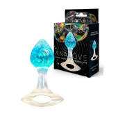 Голубоватая анальная пробка с ручкой - 8,5 см. - AnaLove