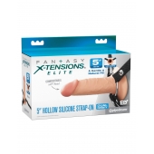 Телесный пустотелый фаллопротез 5’’ Hollow Silicone Strap-On - 14 см. - Pipedream - купить с доставкой в Салавате