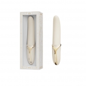 Бежевый вибростимулятор с имитацией оральных ласк и функцией нагрева Eve - Zalo