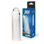 Прозрачная закрытая насадка на пенис с ребрышками - 16 см. - Sex Expert - в Салавате купить с доставкой
