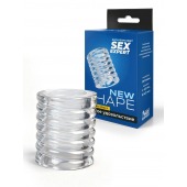 Прозрачная сквозная насадка на пенис с ребрышками - Sex Expert - в Салавате купить с доставкой