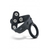Черное эрекционное кольцо с подхватом мошонки на кнопках VS6 - Blush Novelties - в Салавате купить с доставкой