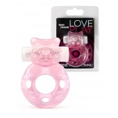 Розовое эрекционное виброкольцо в форме мишки - 1137 - в Салавате купить с доставкой