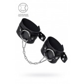 Черные оковы из толстой кожи с люверсами - Pecado - купить с доставкой в Салавате