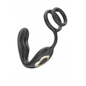 Черная анальная пробка с вращением и эрекционными кольцами - Ibiza - в Салавате купить с доставкой