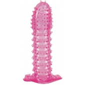 Гелевая розовая насадка с шипами - 12 см. - Toyfa Basic - в Салавате купить с доставкой